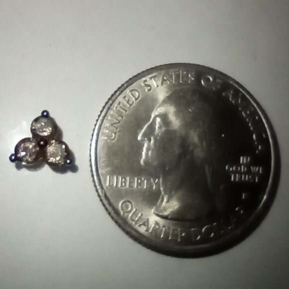 REDUCED!  14Kt White Gold 0.40ctw Chocolate Diamond 3-Stone Slide - Picture 3 of 5